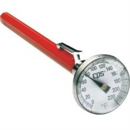 CPS PRODUCTS Analog Pocket Thermometer, 0 to 220 F Range, with 1" Dial Face, Stainless Steel Probe, Pocket Clip TMAP